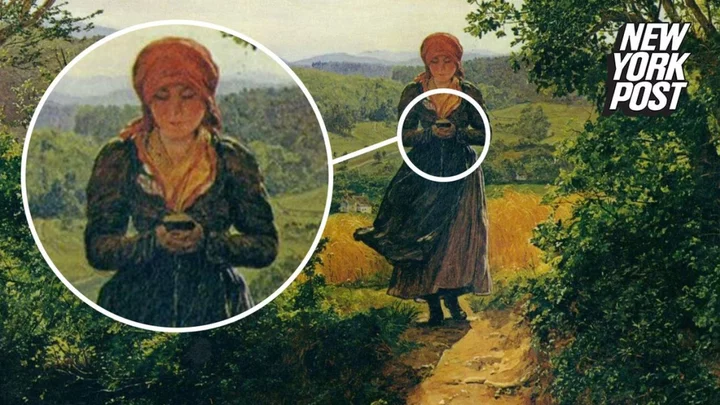 Painting from 1937 shows man using an 'iPhone'