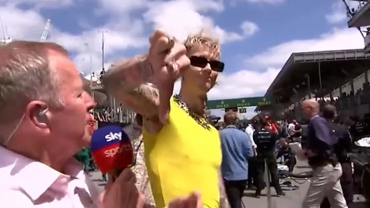 Sky Sports’ Martin Brundle ruffles Machine Gun Kelly’s feathers during viral F1 clash