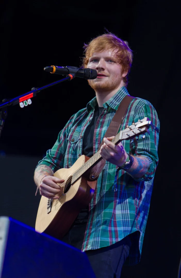 Ed Sheeran performs with Brandon Flowers in Las Vegas