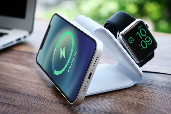 This 3-in-1 foldable wireless charging station is $45