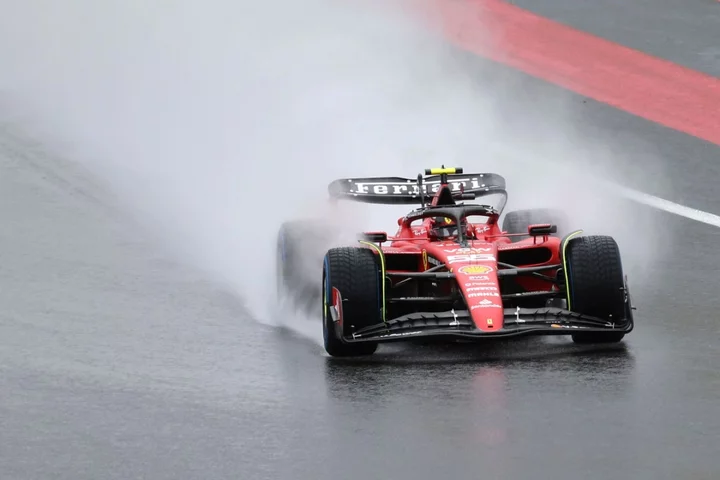 Ferrari driver Carlos Sainz fastest in practice at rain-soaked Spa-Francorchamps