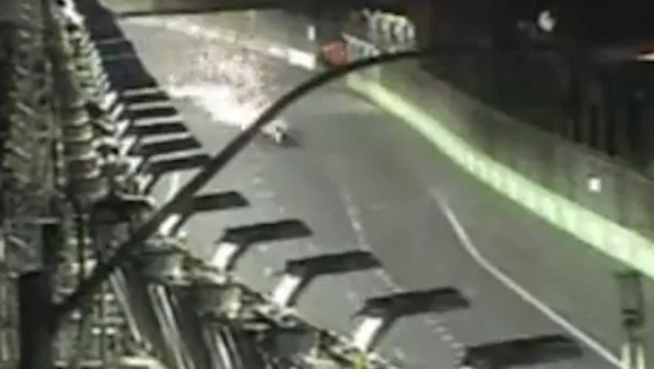 Bellagio CCTV shows moment Sainz’s Ferrari hits drain cover on Las Vegas F1 circuit
