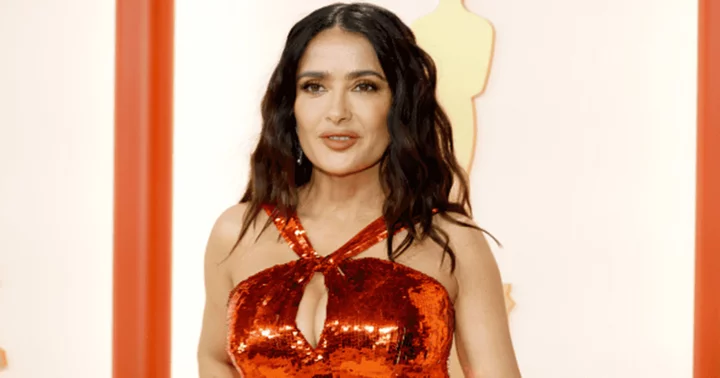 Salma Hayek dons black fringe-trimmed dress and platform heels to promote ‘Black Mirror’ debut on ‘GMA’