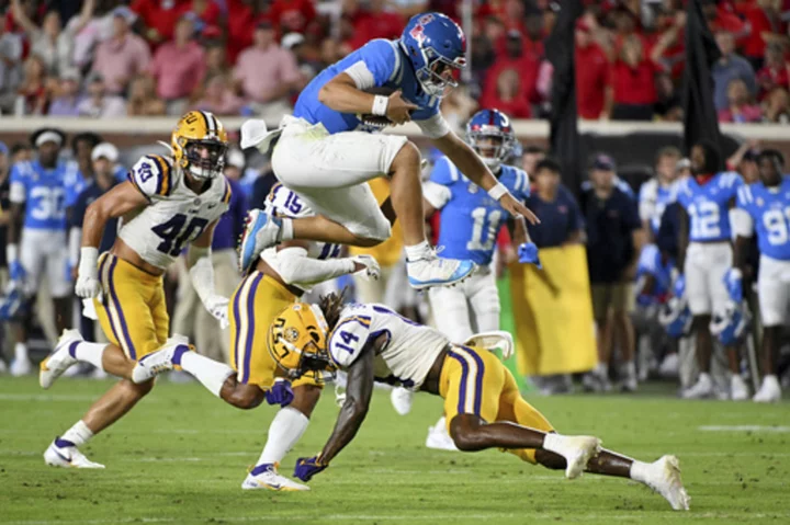 No. 20 Mississippi rallies past No. 13 LSU in fourth quarter for 55-49 victory