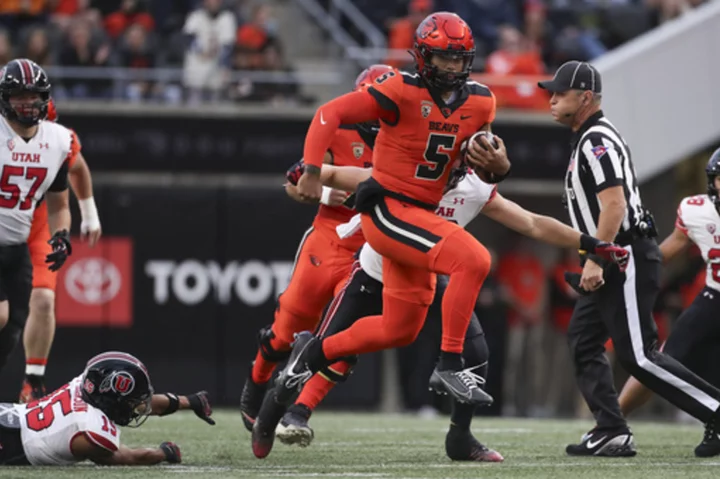 Silas Bolden has 2 TDs to help No. 19 Oregon State beat No. 10 Utah 21-7