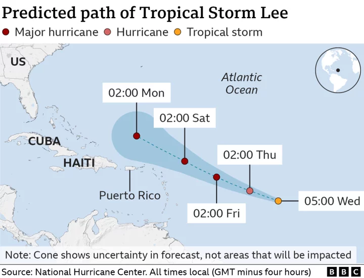 Hurricane Lee may become first category five storm of Atlantic season