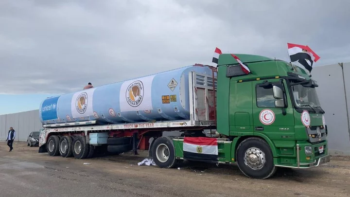 First fuel tanker enters Gaza from Egypt since start of war