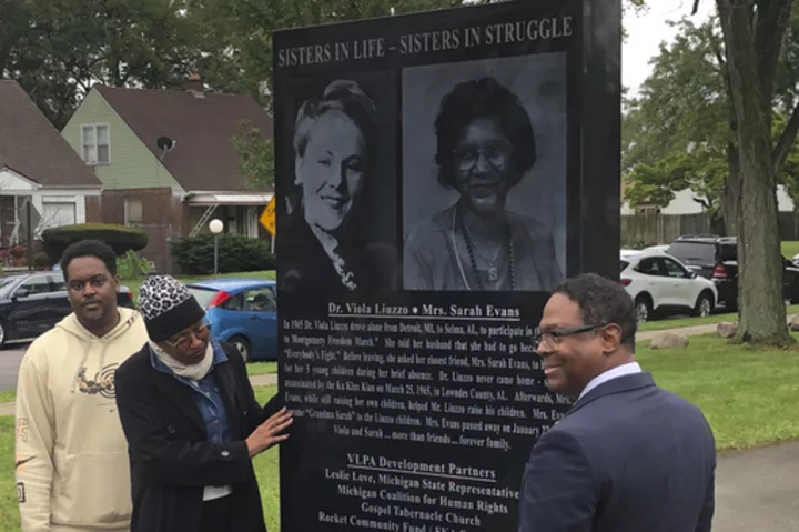 Monument honoring civil rights activist Viola Liuzzo and friend unveiled in Detroit park