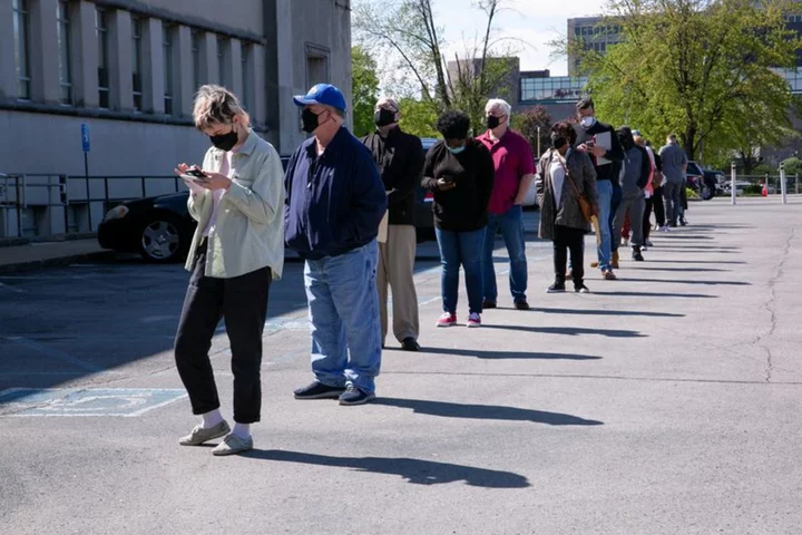 US weekly jobless claims fall; first-quarter GDP revised higher