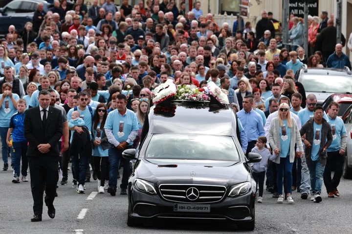 Girls killed in car crash on way to prom ‘were soul friends’ funeral told as mourners say goodbye