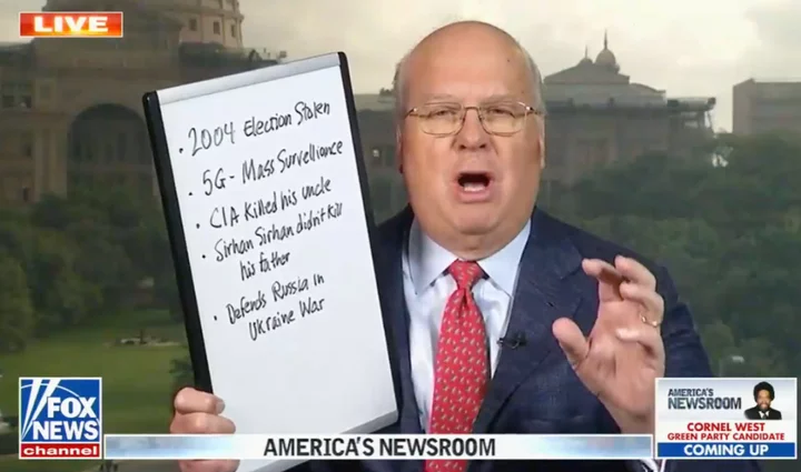 Karl Rove brings whiteboard to Fox News to explain that RFK Jr is a ‘nut’