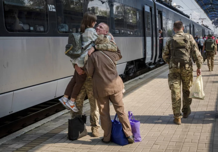 A Ukrainian train is a lifeline connecting the nation's capital with the front line