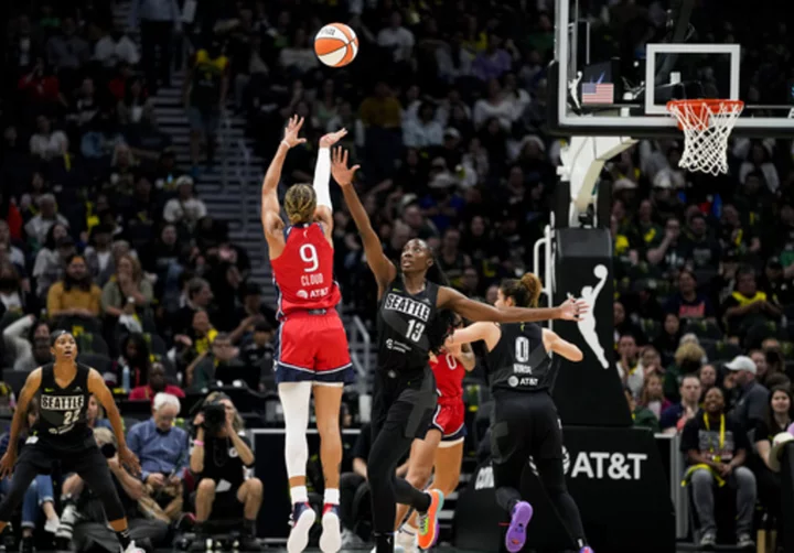 Cloud, Atkins help Mystics turn back late Storm rally on day Bird honored in Seattle