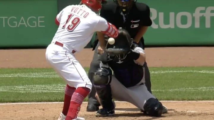 Joey Votto Starts Reds Comeback By Getting Hit By a Pitch in the Strike Zone