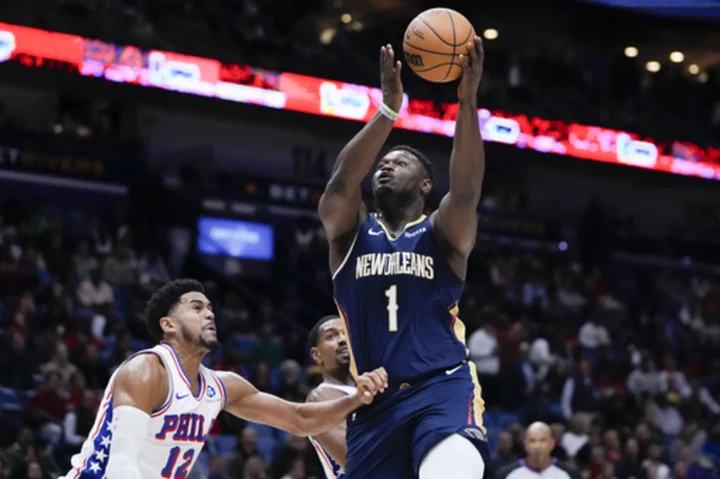 Williamson's 33 points on near-perfect shooting lift Pelicans past 76ers 124-114