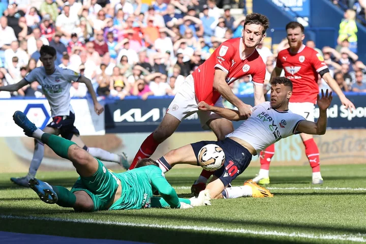 Barnsley held by Bolton in League One play-off semi-final first leg