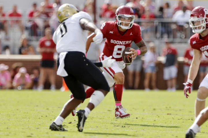 Dillon Gabriel throws 3 TD passes against his former team as No. 6 Oklahoma holds off UCF, 31-29