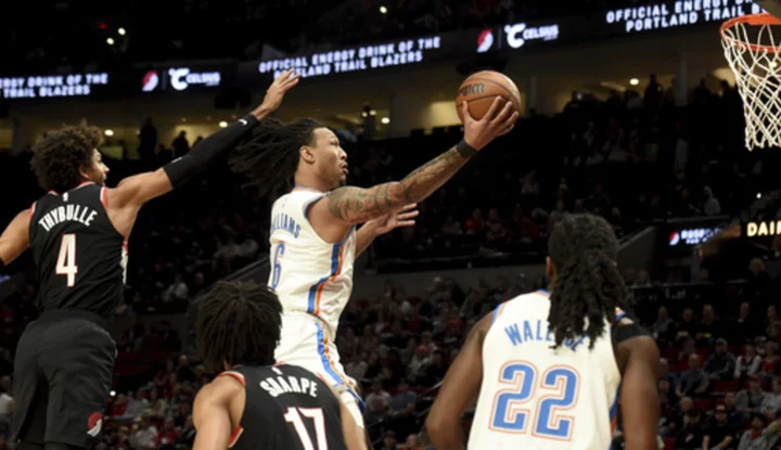 Gilgeous-Alexander has 28 points and OKC Thunder routs Blazers 134-91 for 5th straight win