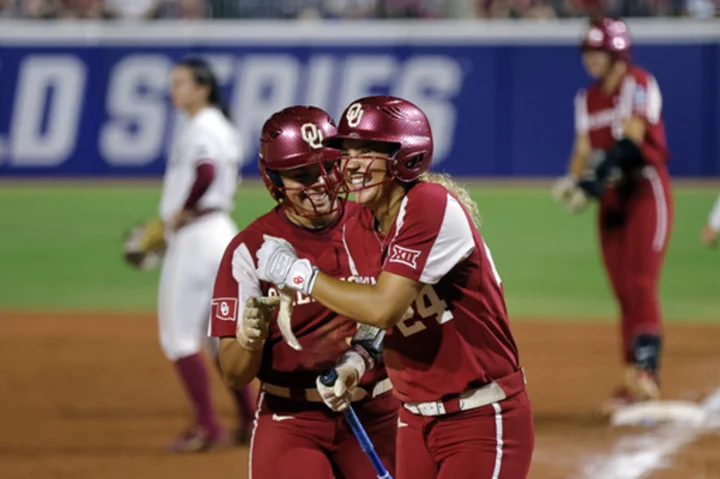 Bahl's 2-hitter helps Oklahoma top Florida State, inch closer to third straight national title