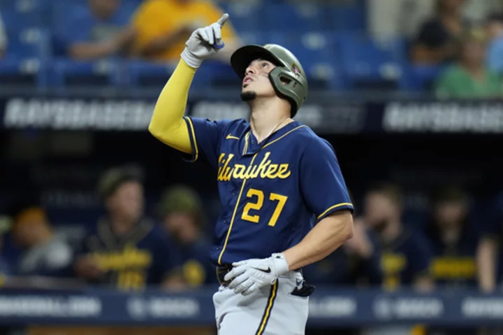 Brewers SS Willy Adames leaves game after getting hit by foul ball while in dugout