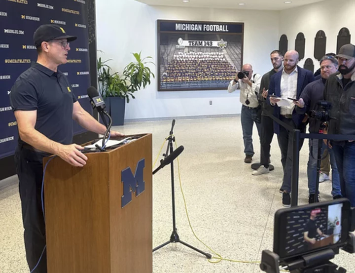 Jim Harbaugh says Sherrone Moore will lead No. 2 Michigan if a judge doesn't rule in school's favor