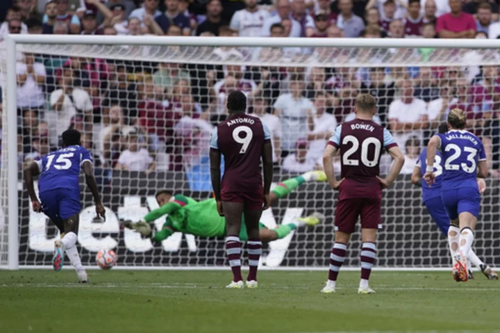 Ward-Prowse has 2 assists as 10-man West Ham beats Chelsea 3-1 in Premier League