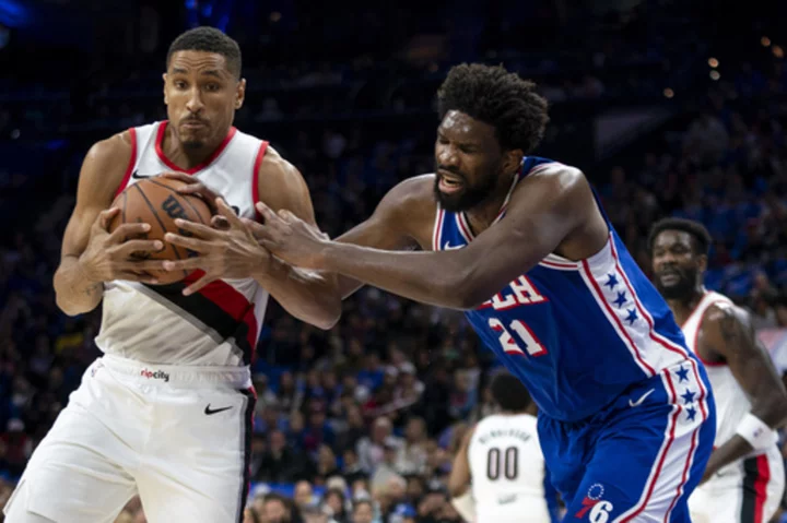 Joel Embiid, Tyrese Maxey drop double-doubles as Harden watches the 76ers beat winless Portland