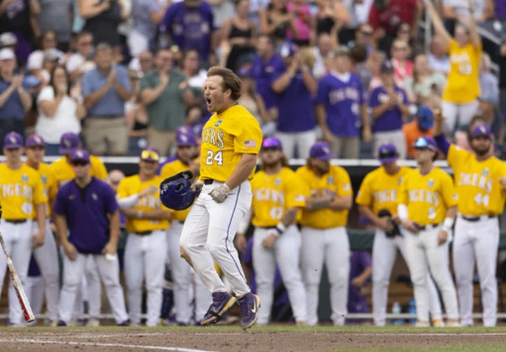 LSU tops No. 1 Wake Forest 5-2 to set up a rematch for a spot in the College World Series finals