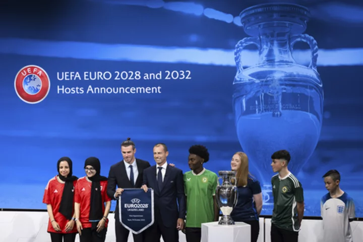 UEFA picks UK-Ireland to host soccer's 2028 European Championship. Italy-Turkey to stage Euro 2032