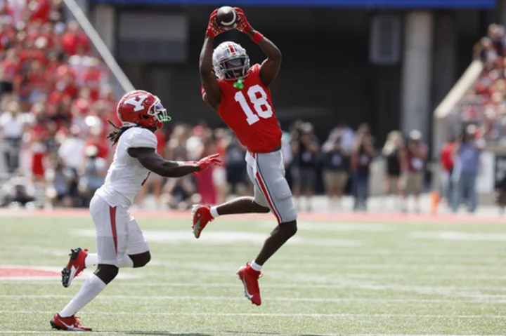 Harrison, Henderson each score a pair of TDs as No. 5 Ohio State rolls over Youngstown State 35-7