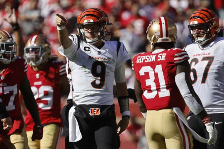Burrow throws 3 TD passes to lead the Bengals past the 49ers 31-17