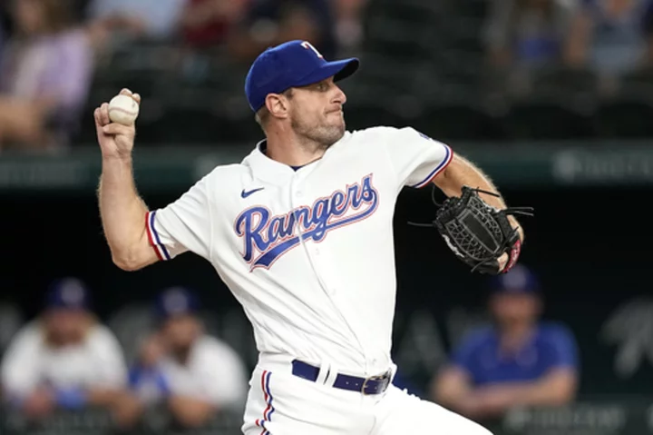 Scherzer dominates through seven innings as Rangers blank Angels 12-0