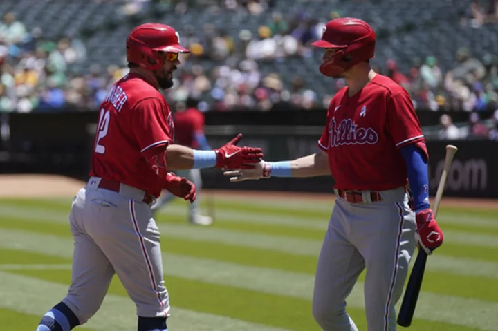 Schwarber's 20th homer propels Phillies to 3-2 victory over the A's, series sweep