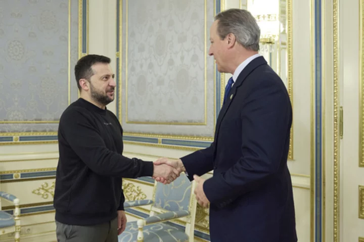 British Foreign Secretary David Cameron meets Zelenskyy in first overseas visit as top UK diplomat