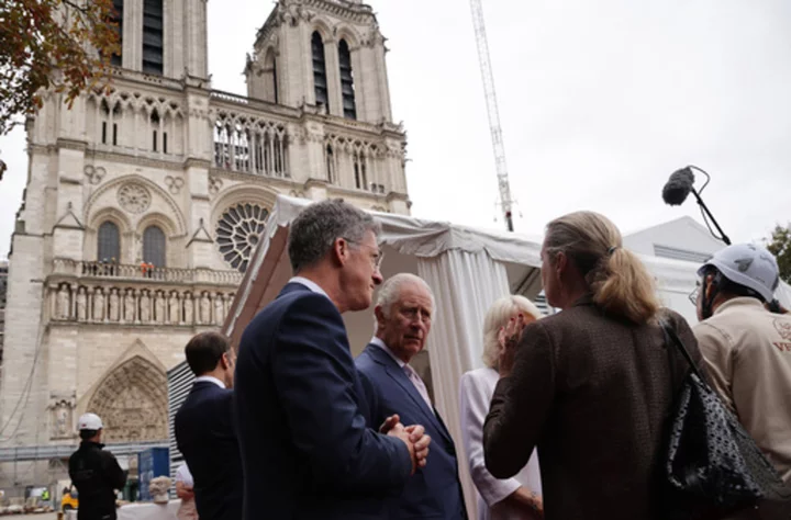 King Charles III makes a stop at fire-damaged Notre-Dame cathedral on day 2 of his visit to France